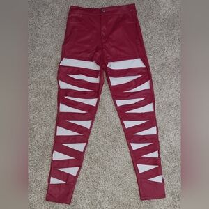 NWT! Dolls Kill Red and White Cutout Leggings Size S